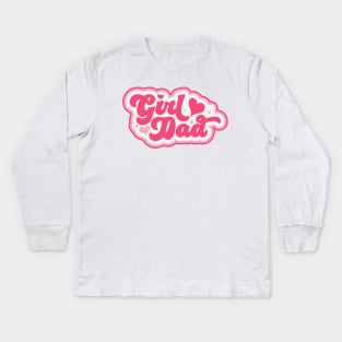 Retro Girl Dad in Pink // Vintage Dad of Daughters // Proud Father of Girls Kids Long Sleeve T-Shirt